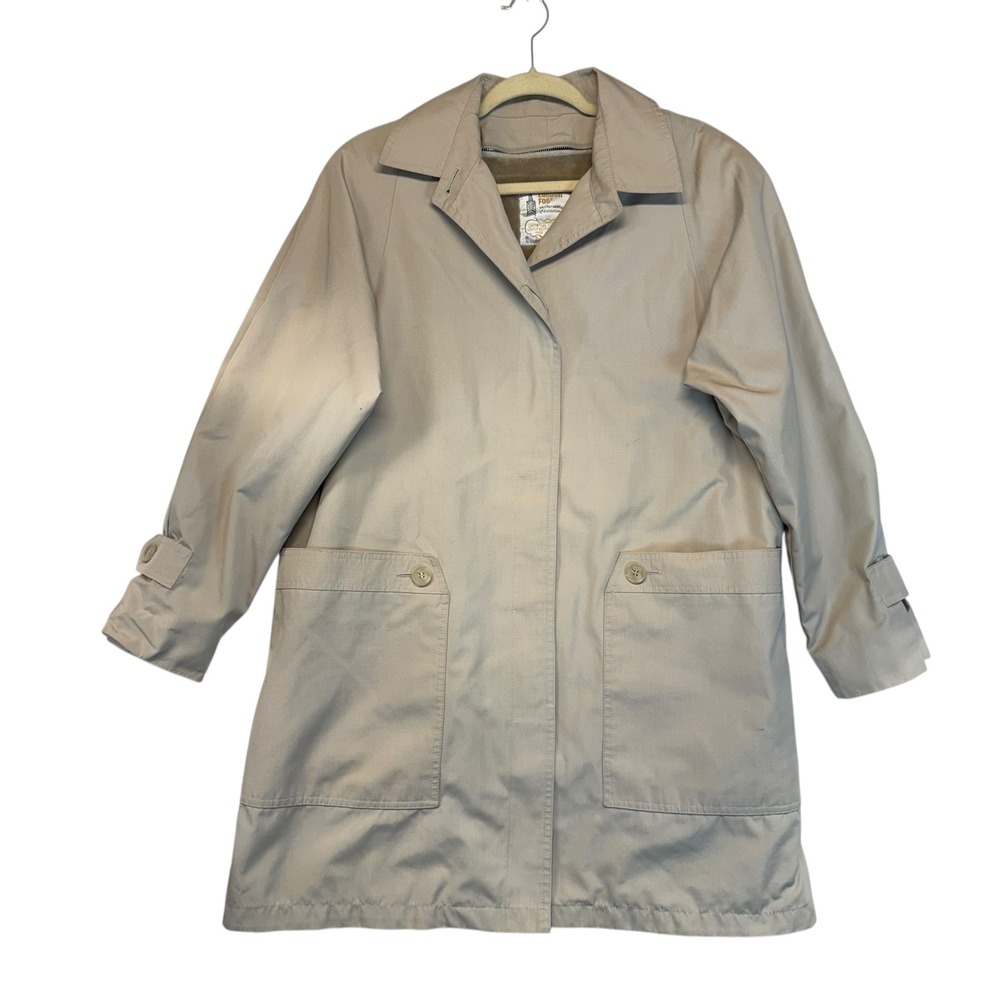London Fog Women Beige Trench Coat Barncoat Vintage‎ Retro Cozycore Size 14